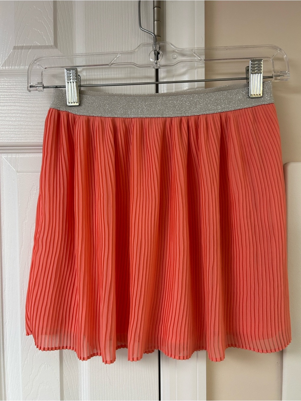 Sally Miller coral pleated chiffon mini skirt girls youth